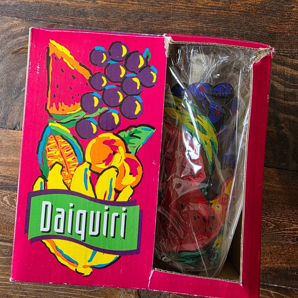 WC Designs vintage Coolers Daiquiri Acrylic Barware Set‎ of 4 Fruit Design 1995